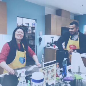 volunteers in kitchen